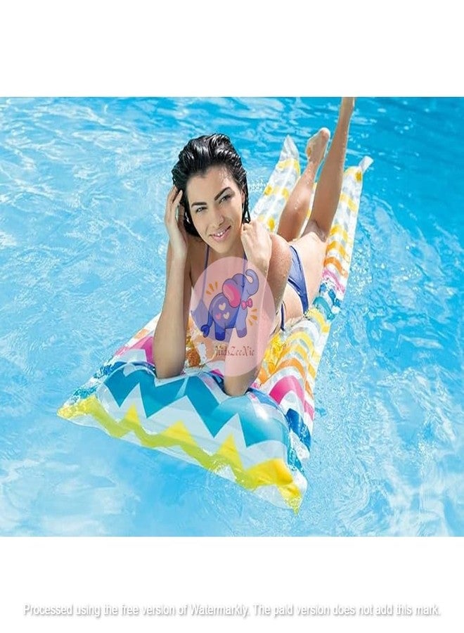 KidsZeeNie®Inflatable Floating Lounger with Headrest for Adult | Air Bed Blow Up Pool Party Rider for Water Games, Slides, Outdoor Summer Fun (Kids Age 6+) (Fiesta Mats) - Image 2